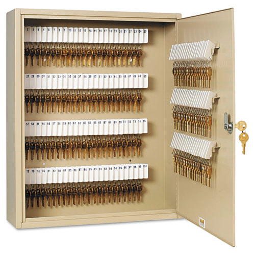 Uni-Tag Key Cabinet, 160-Key, Steel, Sand, 16 1/2 X 4 7/8 X 20 1/8