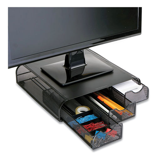 Image of Perch Monitor Stand and Desk Organizer, 13" x 12.5" x 3", Black