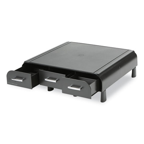 Perch Monitor Stand and Desk Organizer, 13.46" x 12.87" x 2.72", Black/Silver