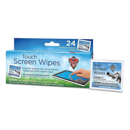 Touch Screen Wipes, 5 x 7.75, Unscented, 24 Individual Foil Packets
