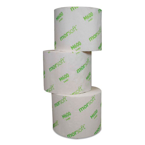 Morsoft Controlled Bath Tissue, Septic Safe, 2-Ply, White, 3.9" x 4", 600 Sheets/Roll, 48 Rolls/Carton