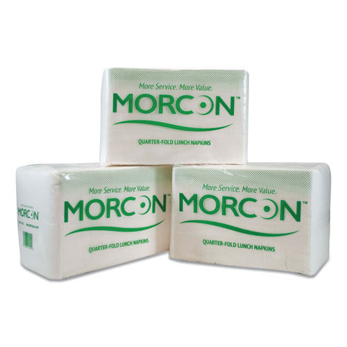 Morsoft 1/4 Fold Lunch Napkins, 1 Ply, 11.5" x 11.5", White, 6,000/Carton
