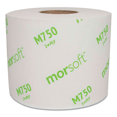 MORSOFT CONTROLLED BATH TISSUE, SPLIT-CORE, SEPTIC SAFE, 2-PLY, WHITE, INDIVIDUALLY WRAPPED, 750 SHEETS/ROLL, 48 ROLLS/CARTON