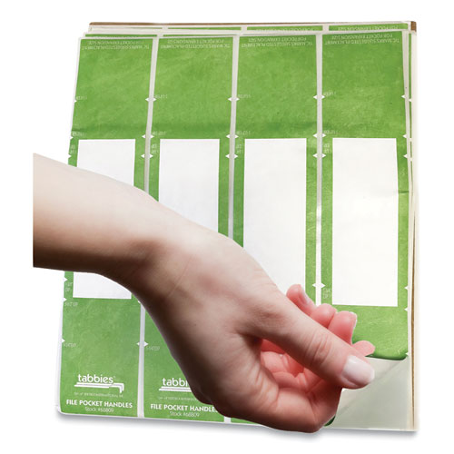 File Pocket Handles, 9.63 x 2, Green/White,  4/Sheet, 12 Sheets/Pack