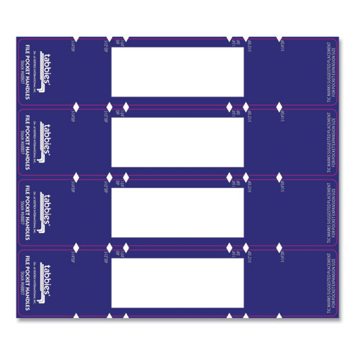 Image of Tabbies® File Pocket Handles, 9.63 X 2, Dark Blue/White, 4/Sheet, 12 Sheets/Pack