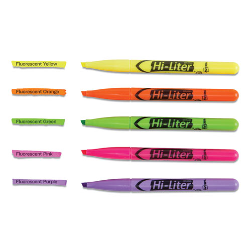 Image of HI-LITER Pen-Style Highlighters, Assorted Ink Colors, Chisel Tip, Assorted Barrel Colors, 6/Set