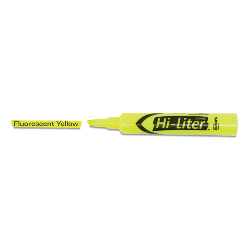 Image of Avery® Hi-Liter Desk-Style Highlighters, Fluorescent Yellow Ink, Chisel Tip, Yellow/Black Barrel, Dozen