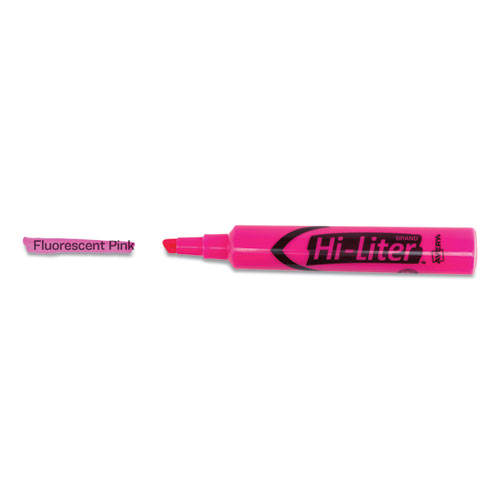 Image of Avery® Hi-Liter Desk-Style Highlighters, Fluorescent Pink Ink, Chisel Tip, Pink/Black Barrel, Dozen