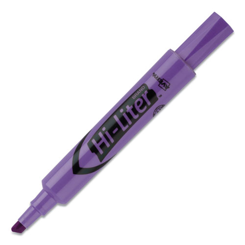 Image of HI-LITER Desk-Style Highlighters, Fluorescent Purple Ink, Chisel Tip, Purple/Black Barrel, Dozen