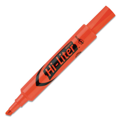Image of HI-LITER Desk-Style Highlighters, Fluorescent Orange Ink, Chisel Tip, Orange/Black Barrel, Dozen