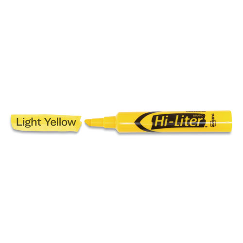Image of HI-LITER Desk-Style Highlighters, Yellow Ink, Chisel Tip, Yellow/Black Barrel, Dozen