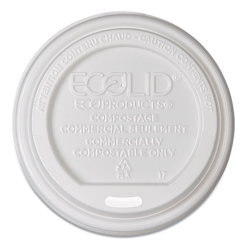 Eco-Products® EcoLid Renewable/Compostable Hot Cup Lids, PLA, Fits 8 oz Hot Cups, 50/Packs, 16 Packs/Carton