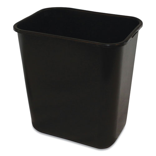 Soft-Sided Wastebasket, Rectangular, Polyethylene, 28 qt, Black