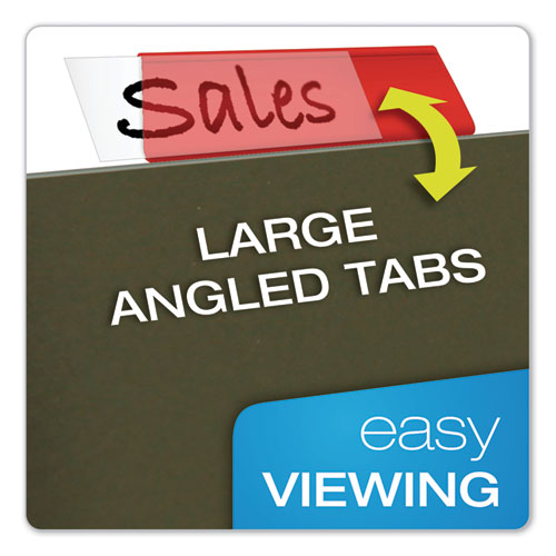 Image of Transparent Colored Tabs For Hanging File Folders, 1/5-Cut, Red, 2" Wide, 25/Pack