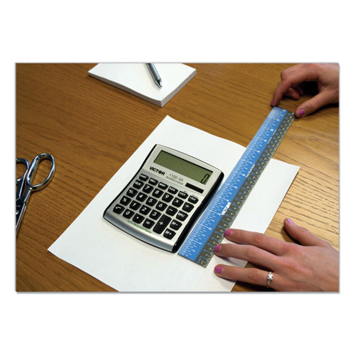 Image of Victor® Easy Read Stainless Steel Ruler, Standard/Metric, 12".5 Long, Blue