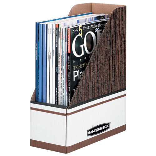 Corrugated Cardboard Magazine File, 4 x 9 x 11 1/2, Wood Grain, 12/Carton