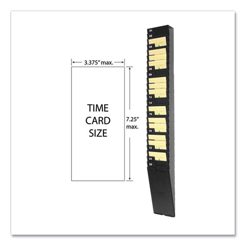Expandable Time Card Rack, 25-Pocket, Holds 7" Cards, Plastic, Black