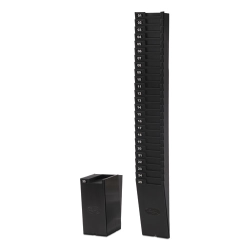Time Card Rack for 7" Cards, 25 Pockets, ABS Plastic, Black