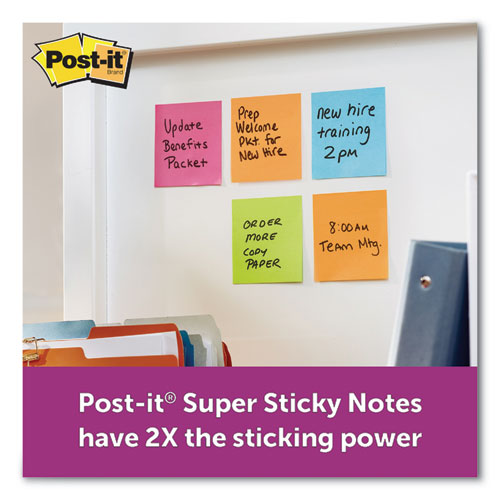 Image of Post-It® Notes Super Sticky Pads In Energy Boost Collection Colors, 3" X 3", 90 Sheets/Pad, 5 Pads/Pack
