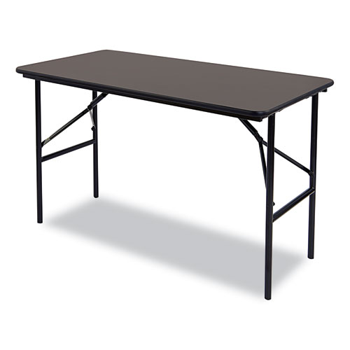 OfficeWorks Classic Wood-Laminate Folding Table, Straight Legs, Rectangular, 48w x 24d x 29h, Walnut