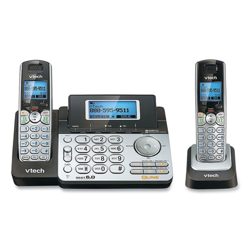 Vtech® Ds6151-2 Two-Handset Two-Line Cordless Phone With Answering System, Black/Silver