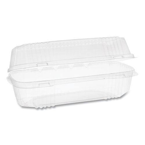 Image of Pactiv Evergreen Clearview Smartlock Hinged Lid Container, Hoagie Container, 27 Oz, 9.25 X 4.5 X 3, Clear, Plastic, 250/Carton
