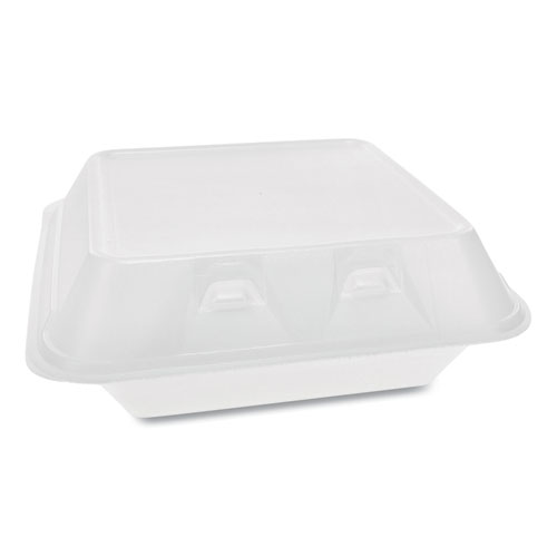 SmartLock Foam Hinged Containers, Medium, 3-Compartment, 8 x 8.5 x 3, White, 150/Carton
