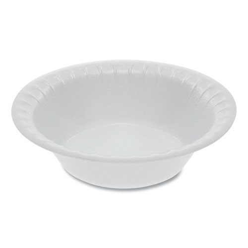 Placesetter Satin Non-Laminated Foam Dinnerware, Bowl, 5 oz, 4.5" dia, White, 1,250/Carton