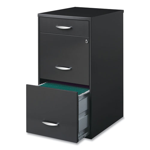 Image of Utility File Cabinet, 3-Drawers: Pencil/File/File, Letter, Charcoal, 14.5" x 18" x 27.13"