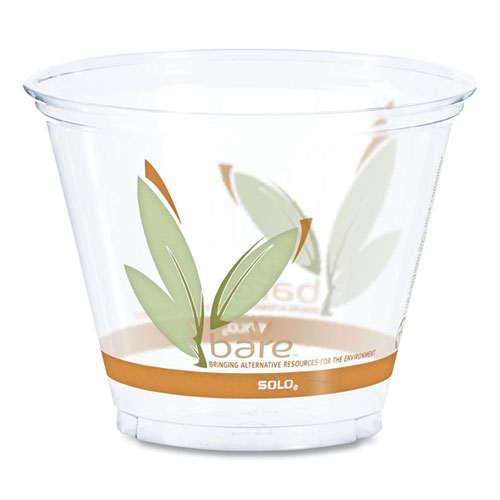 Dart® Bare Eco-Forward RPET Cold Cups, 9 oz, Leaf Design, Clear/Green/Orange, 1,000/Carton