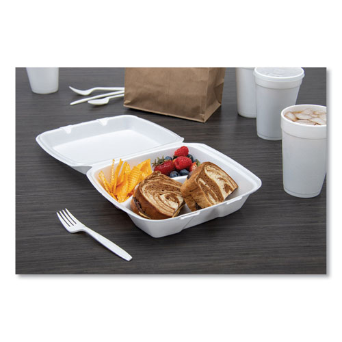 Image of Dart® Foam Hinged Lid Containers, 3-Compartment, 8.38 X 7.78 X 3.25, 200/Carton