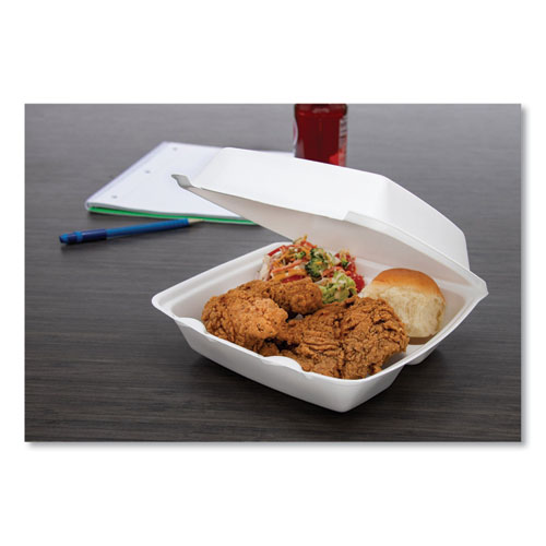 Image of Foam Hinged Lid Containers, 3-Compartment, 8.38 x 7.78 x 3.25, 200/Carton