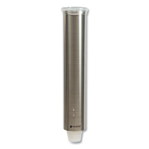 Image of San Jamar® Small Pull-Type Water Cup Dispenser, For 5 Oz Cups, Stainless Steel