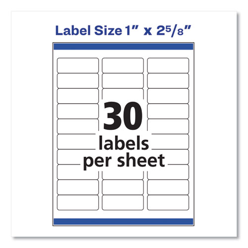 Image of Avery® Easy Peel White Address Labels W/ Sure Feed Technology, Laser Printers, 1 X 2.63, White, 30/Sheet, 500 Sheets/Box