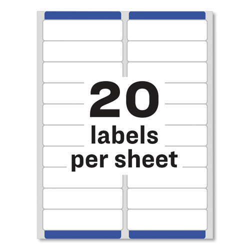 Image of Avery® Easy Peel White Address Labels W/ Sure Feed Technology, Laser Printers, 1 X 4, White, 20/Sheet, 250 Sheets/Box