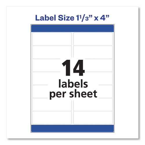 Image of Avery® Easy Peel White Address Labels W/ Sure Feed Technology, Inkjet Printers, 1.33 X 4, White, 14/Sheet, 25 Sheets/Pack