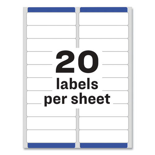 Image of Avery® Easy Peel White Address Labels W/ Sure Feed Technology, Laser Printers, 1 X 4, White, 20/Sheet, 100 Sheets/Box