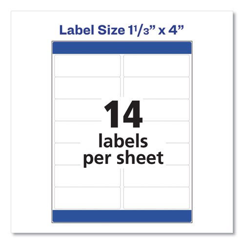 Image of Avery® Easy Peel White Address Labels W/ Sure Feed Technology, Laser Printers, 1.33 X 4, White, 14/Sheet, 25 Sheets/Pack