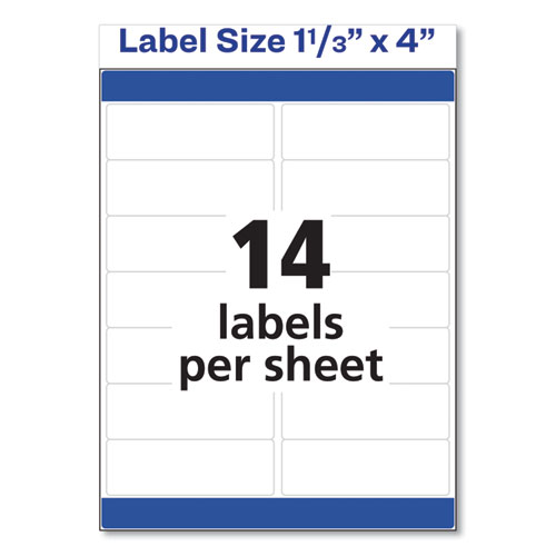 Image of Easy Peel White Address Labels w/ Sure Feed Technology, Inkjet Printers, 1.33 x 4, White, 14/Sheet, 100 Sheets/Box