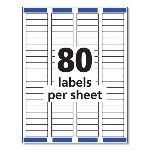 Image of Avery® Easy Peel White Address Labels W/ Sure Feed Technology, Inkjet Printers, 0.5 X 1.75, White, 80/Sheet, 25 Sheets/Pack