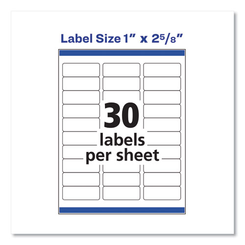 Image of Easy Peel White Address Labels w/ Sure Feed Technology, Inkjet Printers, 1 x 2.63, White, 30/Sheet, 100 Sheets/Box