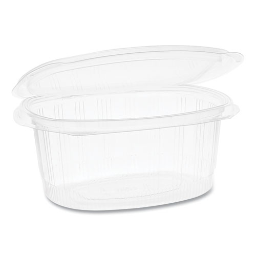 Pactiv EarthChoice PET Hinged Lid Deli Container, 8 oz, 4.92 x 5.87 x 1.32, Clear, 200/Carton