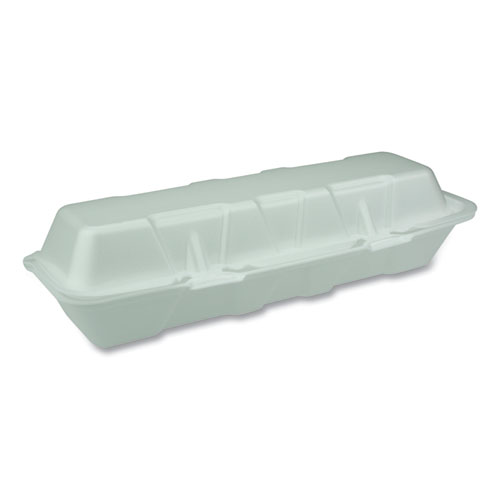 FOAM HINGED LID CONTAINERS, DUAL TAB LOCK HOAGIE, 13 X 4 X 4, 1-COMPARTMENT, WHITE, 250/CARTON
