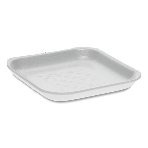 Image of Pactiv Evergreen Supermarket Tray, #1S, 5.1 X 5.1 X 0.65, White, Foam, 1,000/Carton