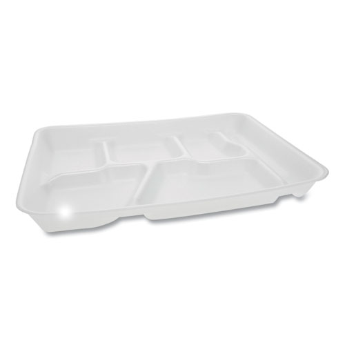 Foam School Trays, 6-Compartment, 8.5 x 11.5 x 1.25, White, 500/Carton