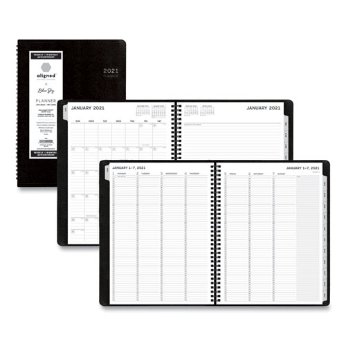 ALIGNED WEEKLY/MONTHLY APPOINTMENT PLANNER, 11 X 8.25, BLACK, 2021