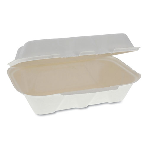 EARTHCHOICE BAGASSE HINGED LID CONTAINER, 9.1 X 6.1 X 3.3, 1-COMPARTMENT, NATURAL, 150/CARTON