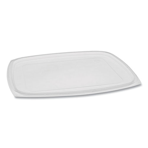 Pactiv Showcase Deli Container Lid, Flat Lid For 3-Compartment 48/64 oz Containers, 9 x 7.38 x 0.19, Clear, 220/Carton
