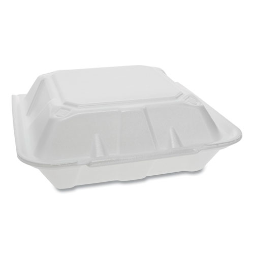 FOAM HINGED LID CONTAINERS, DUAL TAB LOCK, 9.13 X 9 X 3.25, 1-COMPARTMENT, WHITE, 150/CARTON