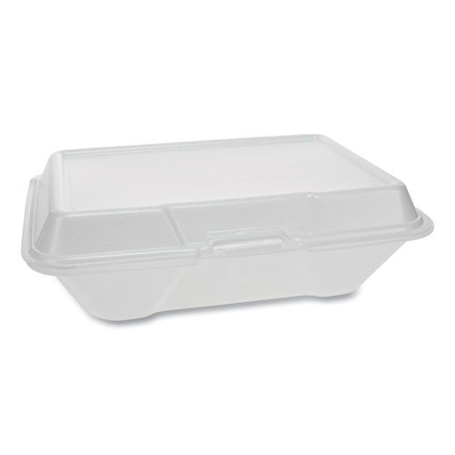 FOAM HINGED LID CONTAINERS, SINGLE TAB LOCK #205 UTILITY, 9.19 X 6.5 X 2.75, 1-COMPARTMENT, WHITE, 150/CARTON